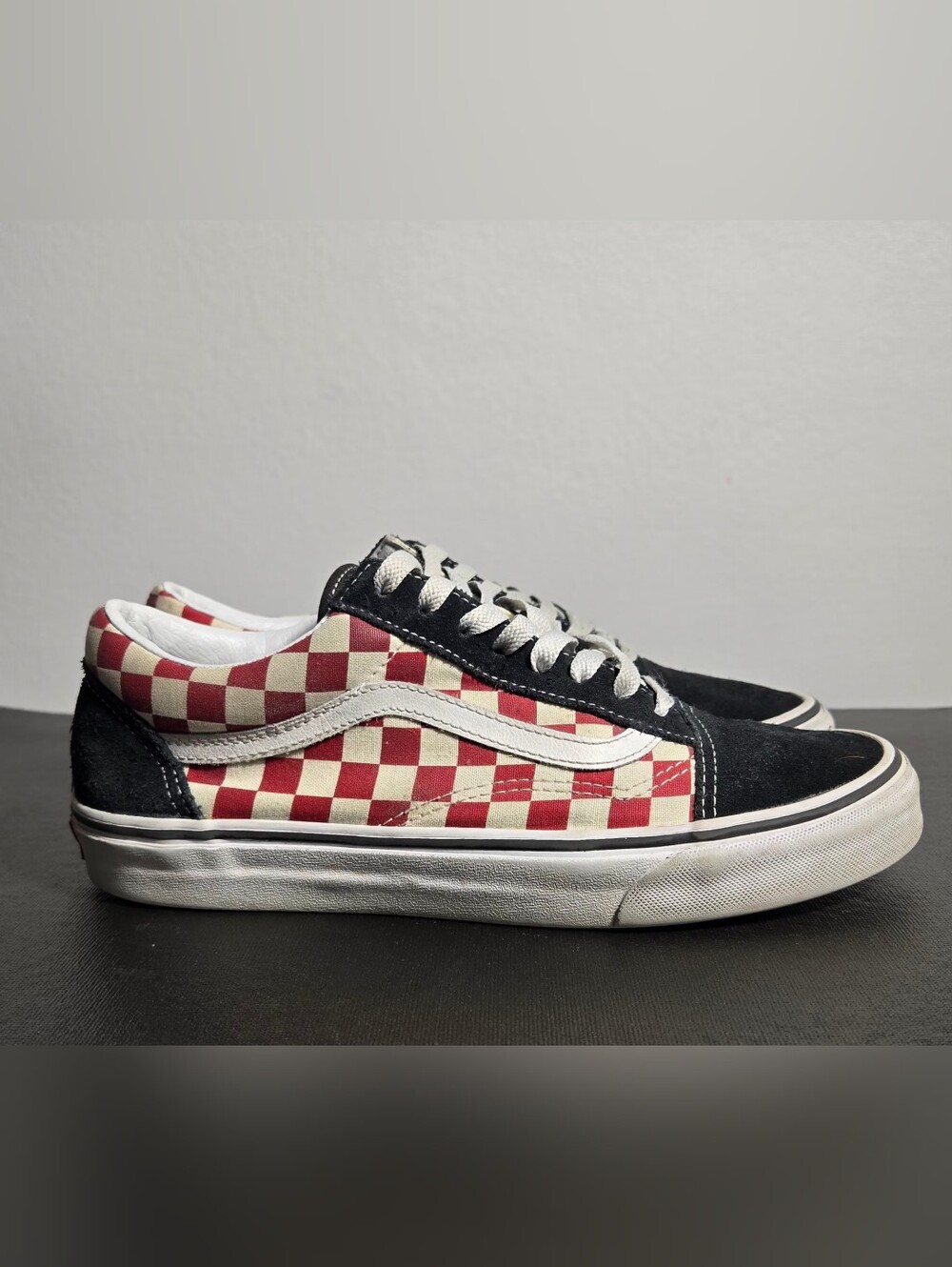 RARE VANS Bold Ni Checkerboard Red Black White Men’s Shoe 8